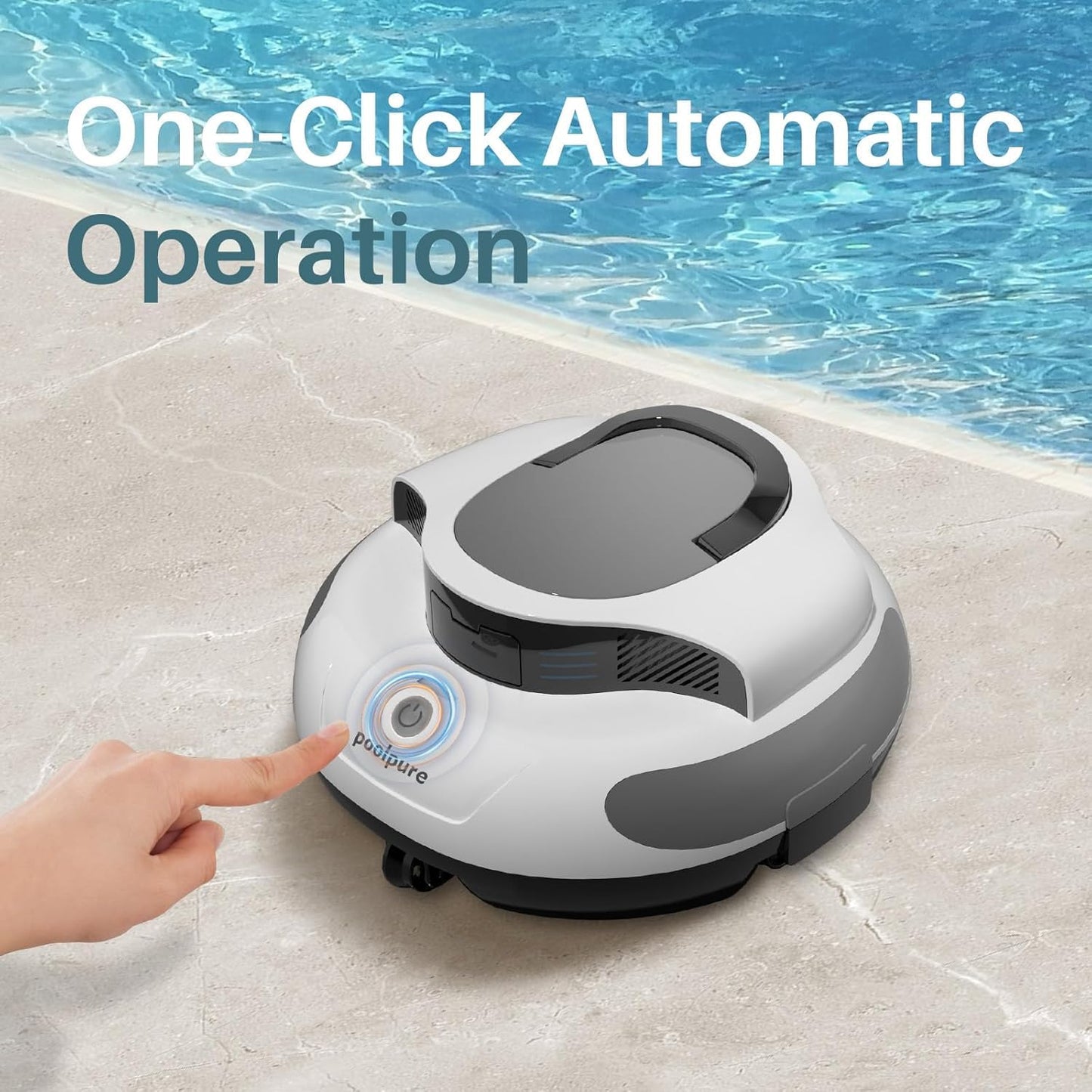 POOLPURE Poolroboter, Akku 5000 mAh, 120 Min, LED, IPX8, Für Pools bis 90 m²