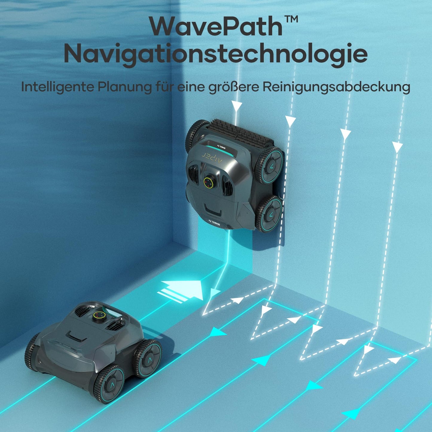 AIPER ZT6002 Poolroboter, Quad-Motor, 3 Modi, Wandkletternd, Für Pools bis 150 m²