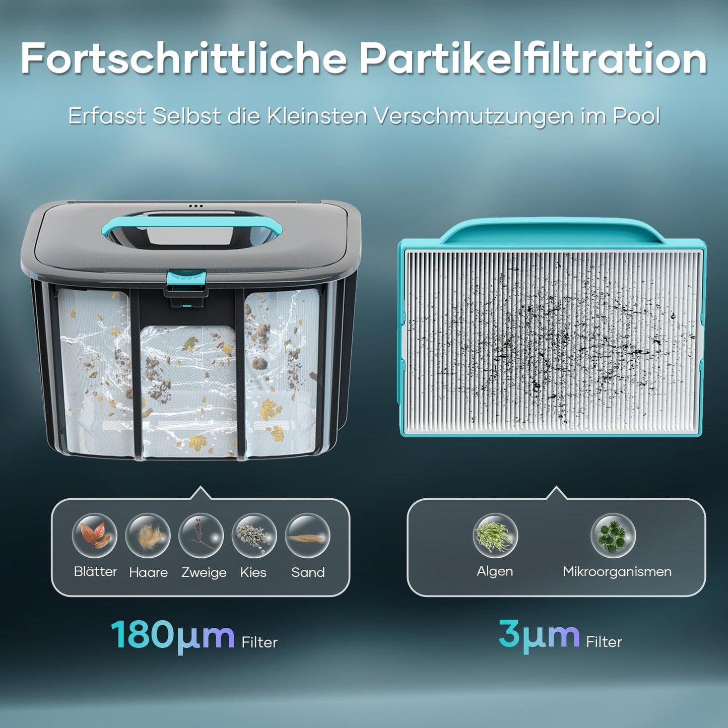 AIPER Poolroboter Kabellos, 100–130 Min Laufzeit, Auto-Park, Für Aufstellpools bis 100 m²