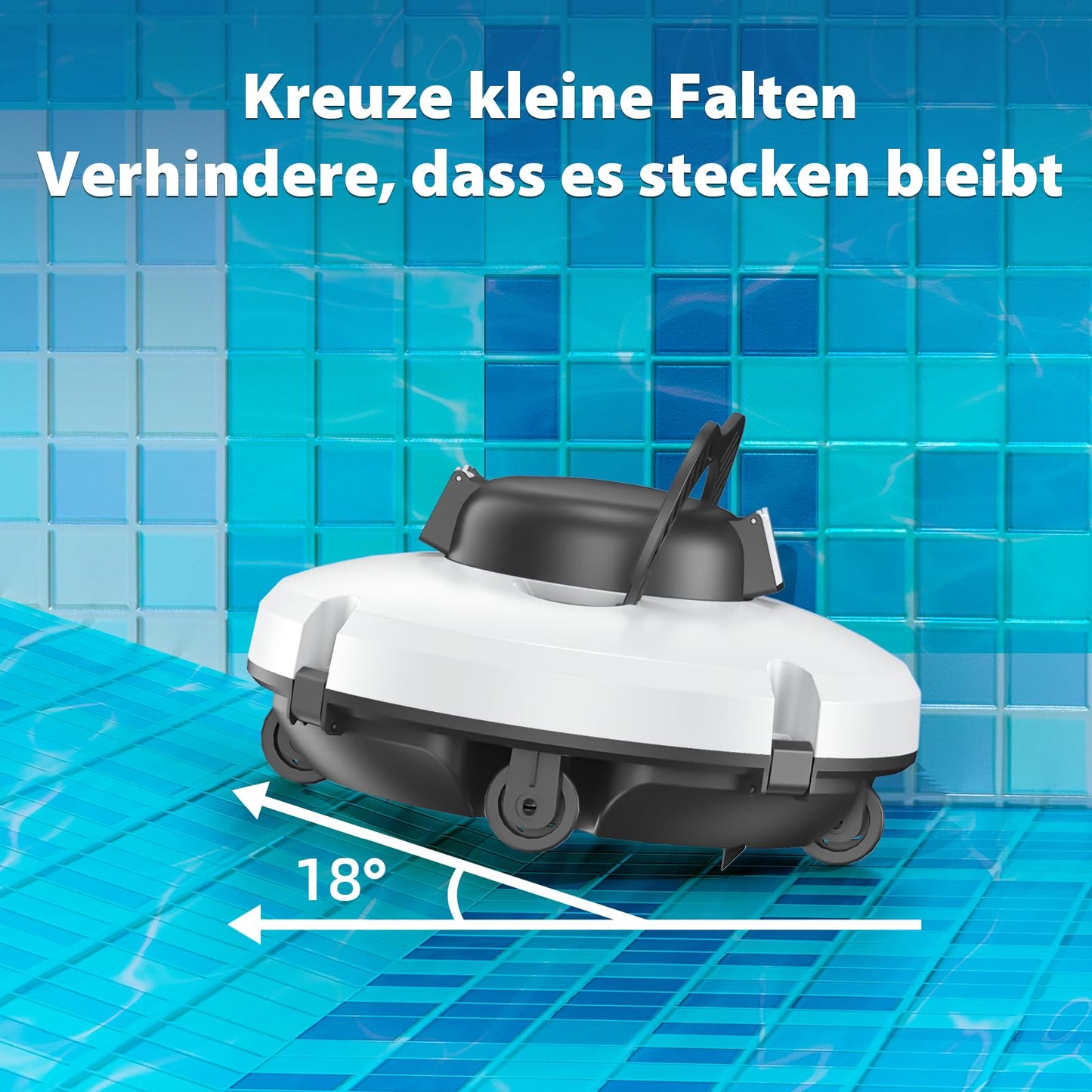 Redkey S100 Poolroboter Akku, 130 Min, 18° Steigung, Für Pools bis 100 m²
