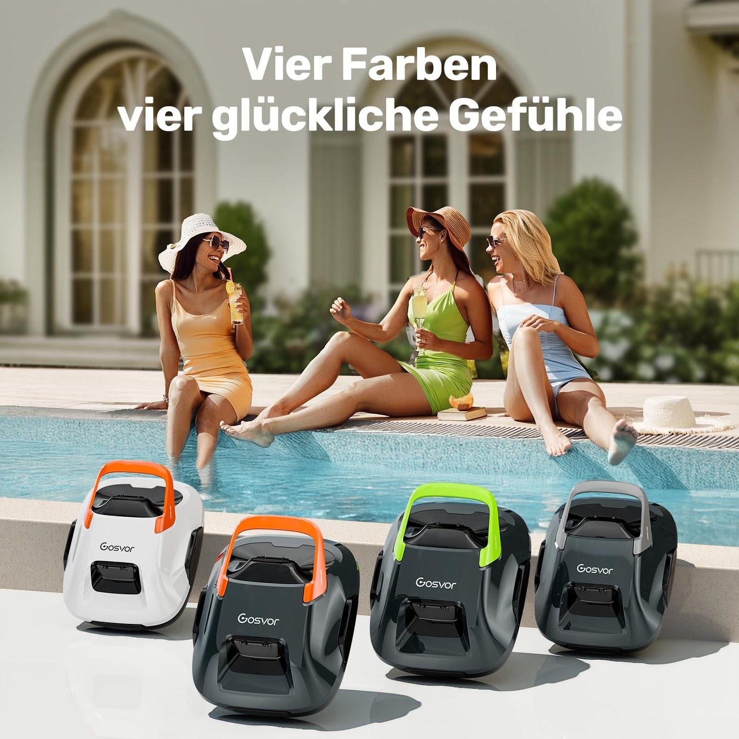 Gosvor Poolroboter Akku, 90 Min Laufzeit, Selbstparkend, Für Aufstellpools 80 m²