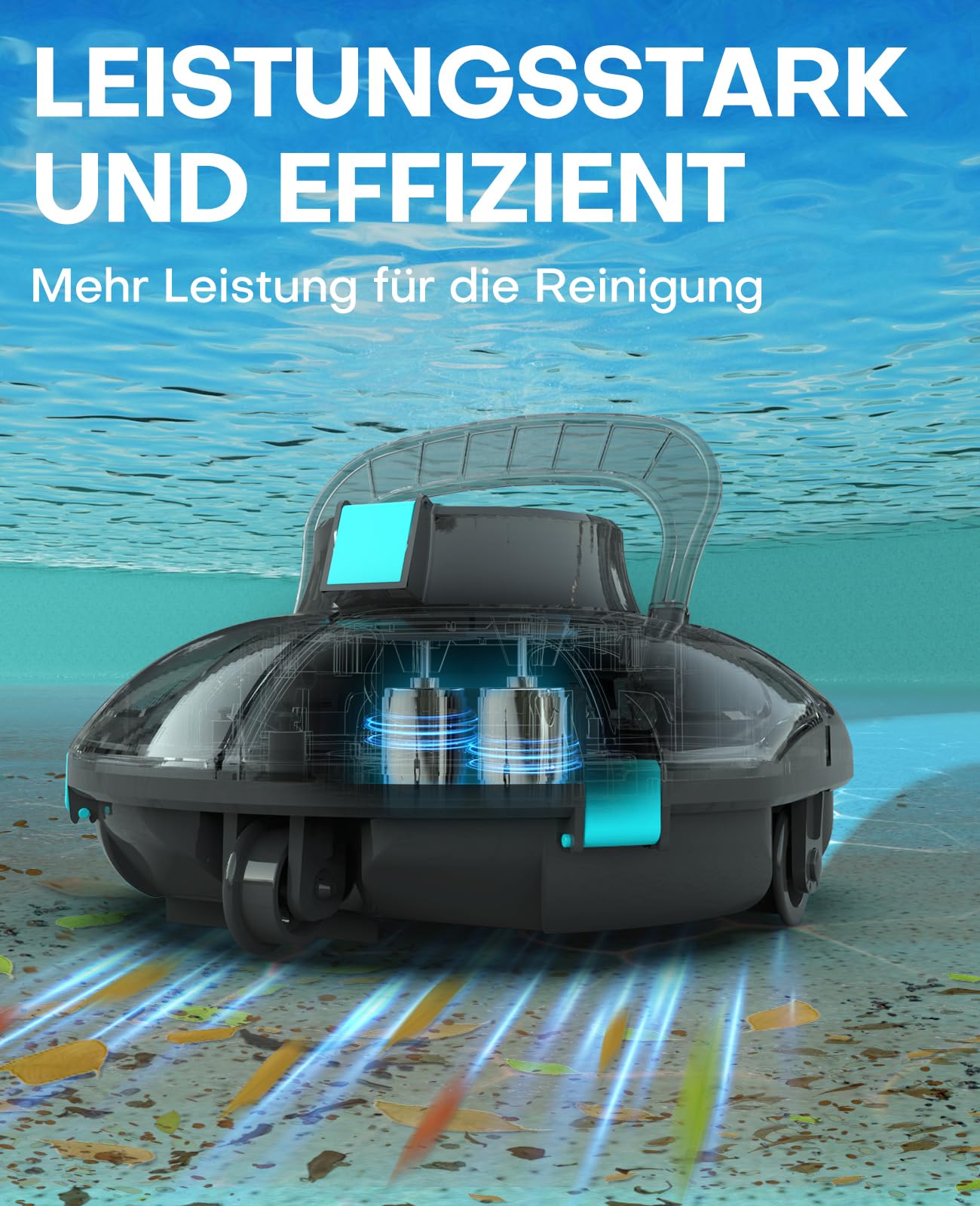 WINNY 200 Poolroboter Kabellos, Akku 75 Min, Für Aufstellpools bis 60 m², Kompakt