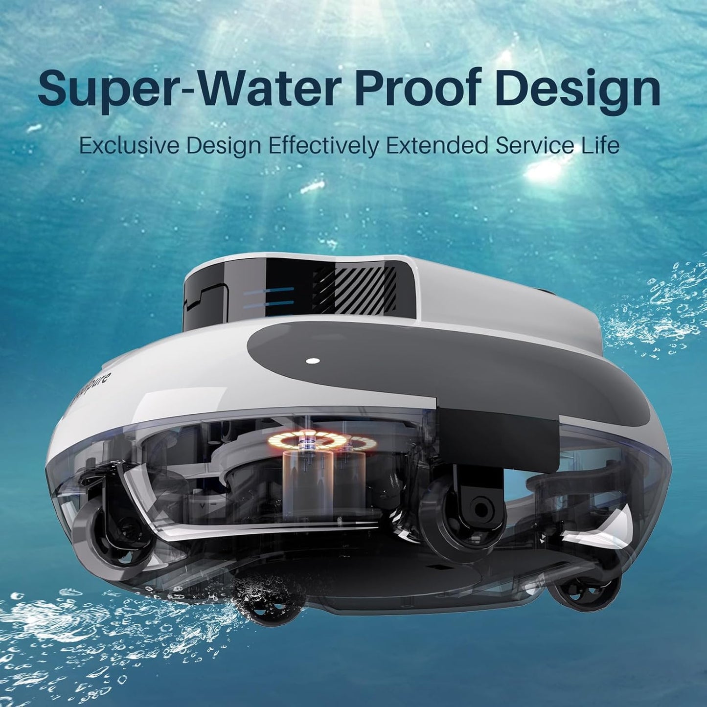POOLPURE Poolroboter, Akku 5000 mAh, 120 Min, LED, IPX8, Für Pools bis 90 m²