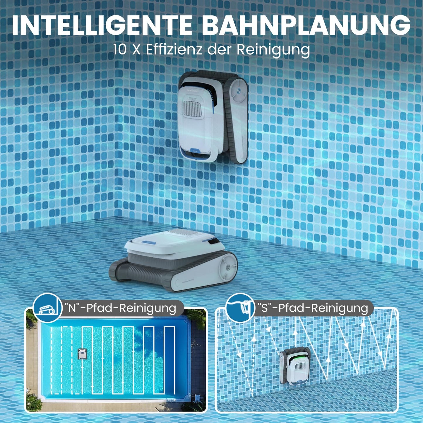 Pool-Royal PC10 Akku Poolroboter, 3 Motoren, 120 Min, Wand & Boden, Model 2025