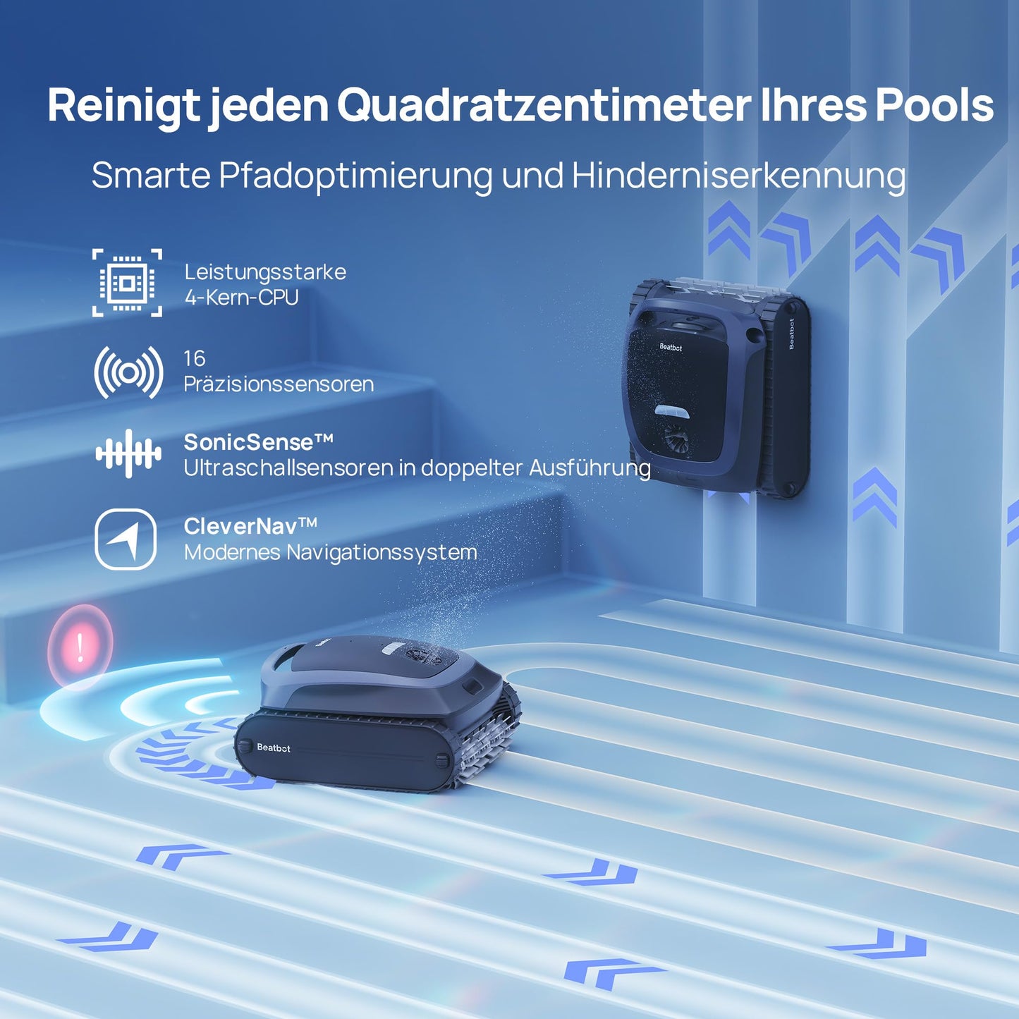 Beatbot AquaSense 2 Poolroboter, Akku, Wand- & Bodenreinigung, Bis 300 m² Pools