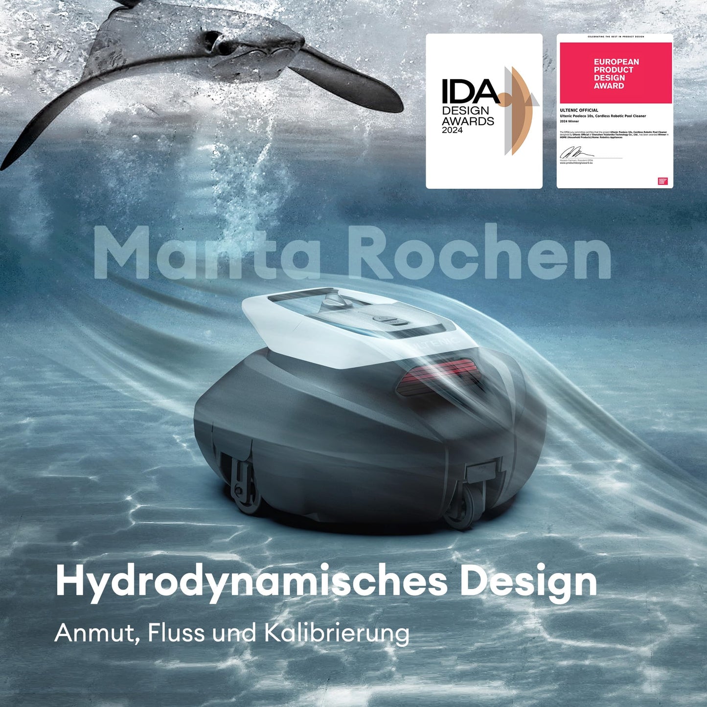 Ultenic Poolroboter Kabellos, 5200 mAh Akku, 90 Min, Auto-Parken, Für 80 m² Pools