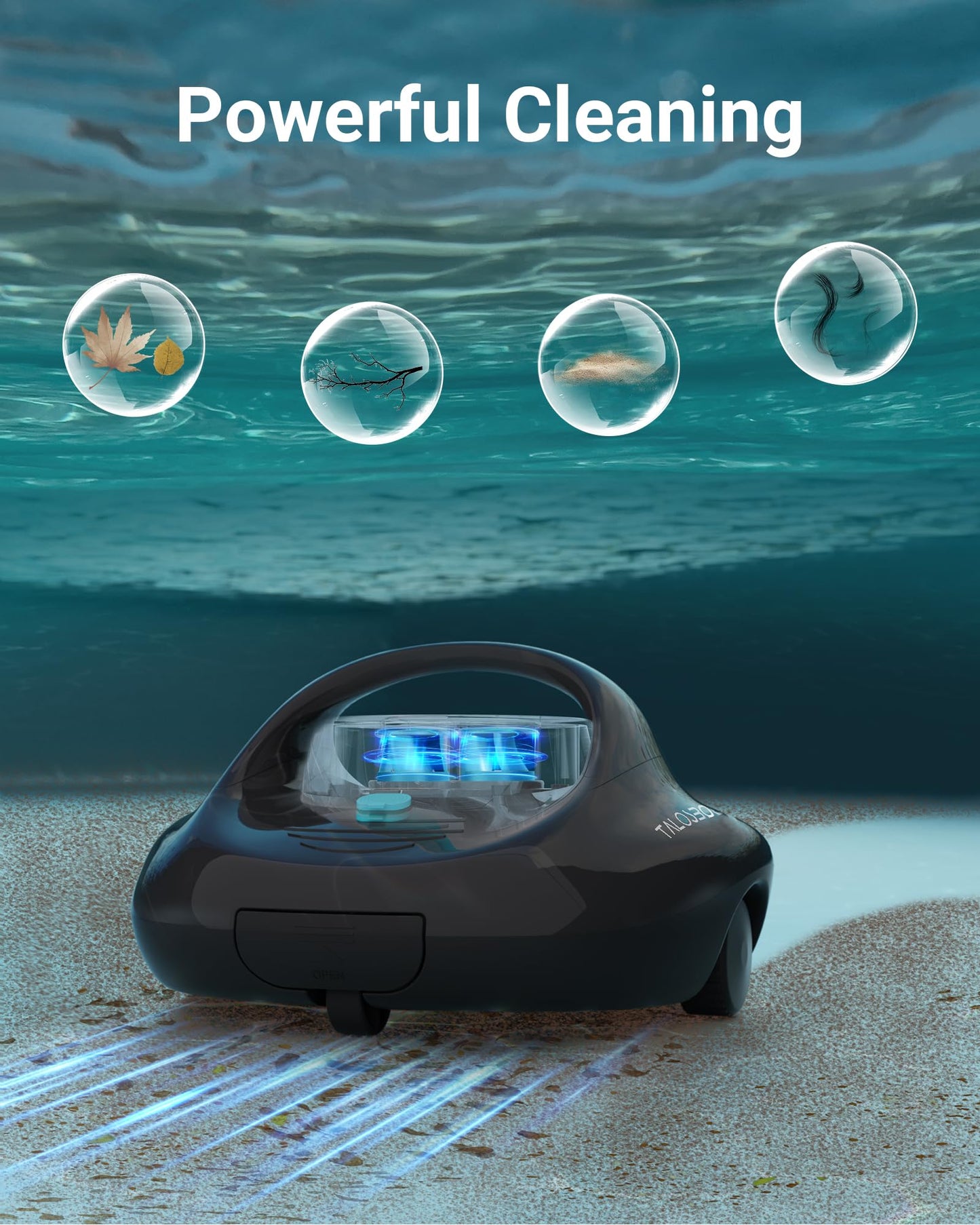 TALOSBO Pleco Se Poolroboter, Akku 130 Min, Dualmotor, Für Flachpools bis 80 m²