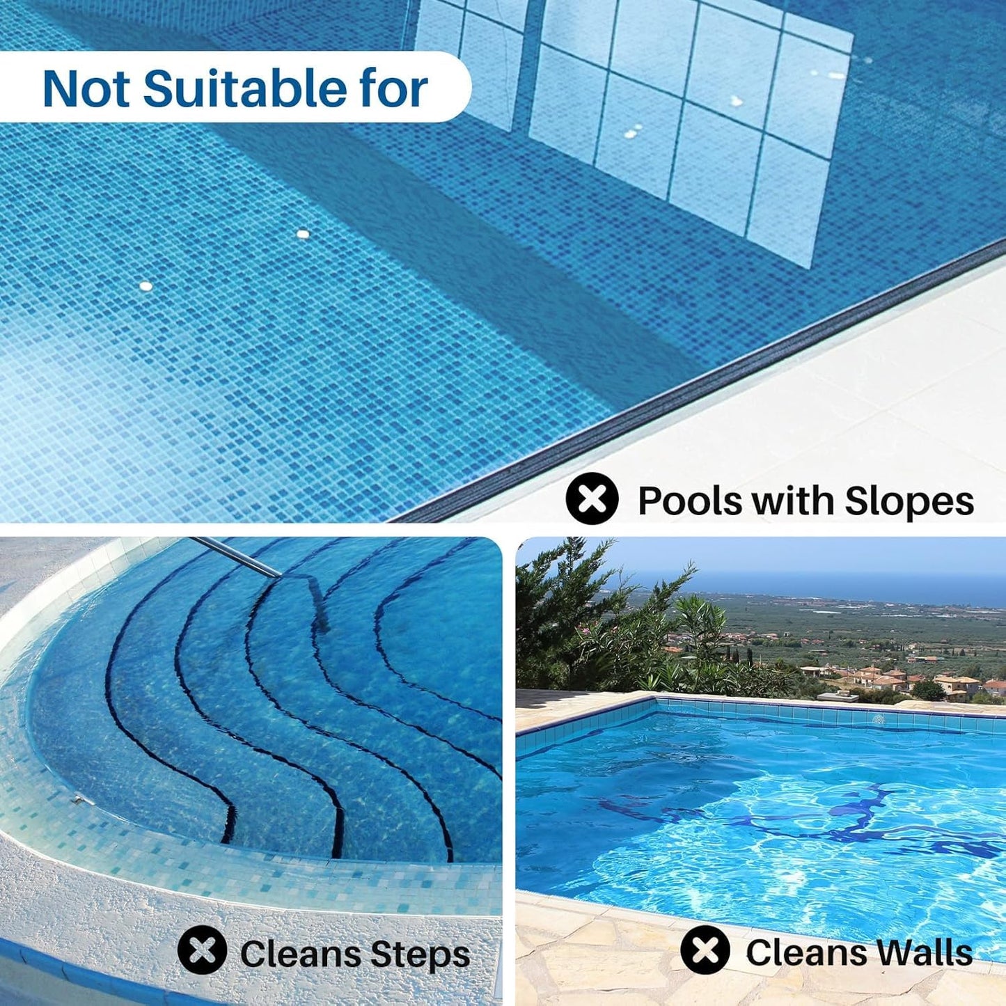 POOLPURE Poolroboter, Akku 5000 mAh, 120 Min, LED, IPX8, Für Pools bis 90 m²