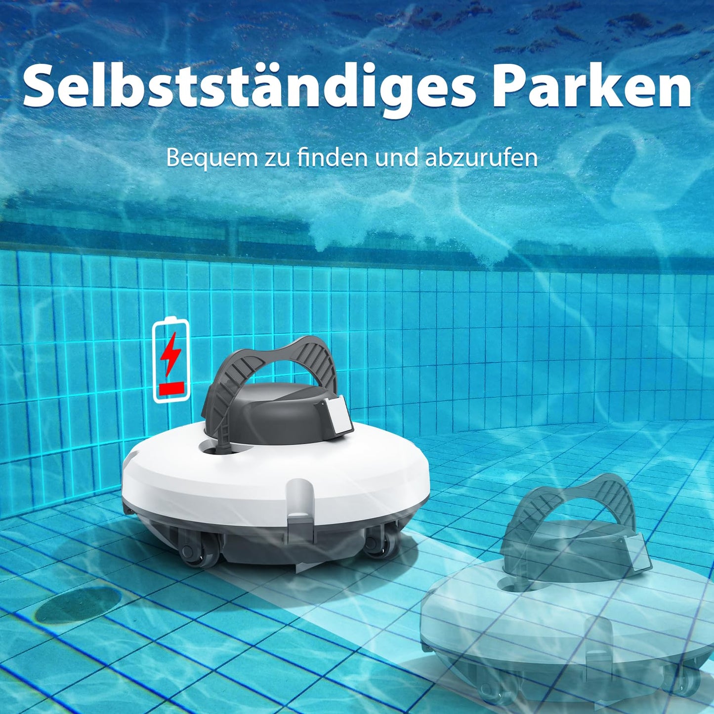 Redkey S100 Poolroboter Akku, 130 Min, 18° Steigung, Für Pools bis 100 m²