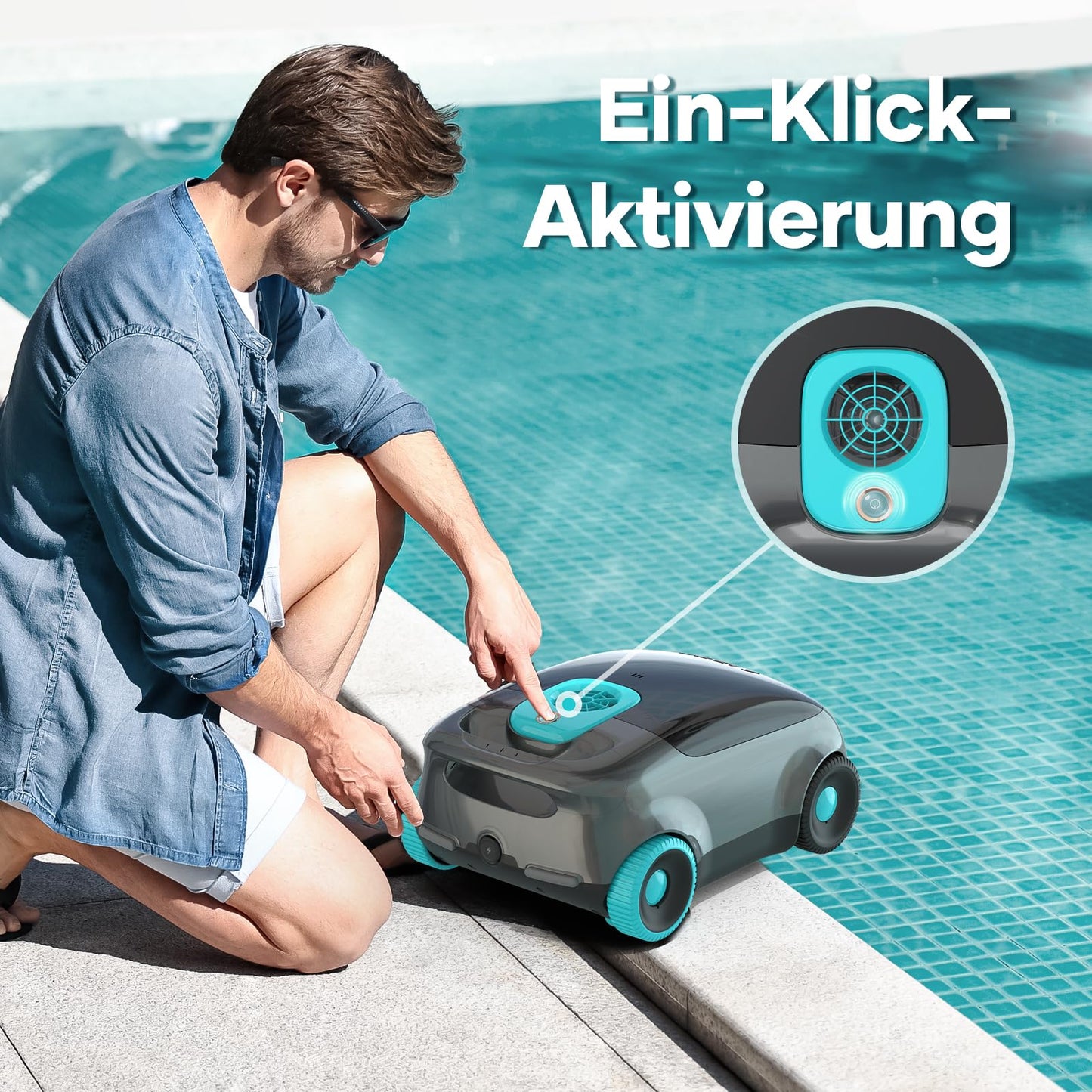 AIPER Poolroboter Kabellos, 100–130 Min Laufzeit, Auto-Park, Für Aufstellpools bis 100 m²