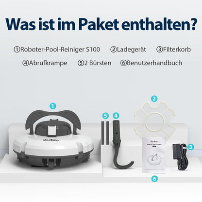 Redkey S100 Poolroboter Akku, 130 Min, 18° Steigung, Für Pools bis 100 m²
