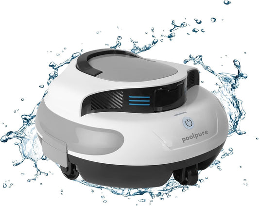 POOLPURE Poolroboter, Doppelmotor, LED Display, Auto-Parken, IPX8, Kabellos, Hall-Sensor