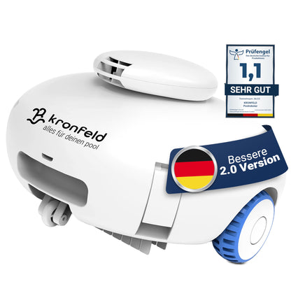 KRONFELD Poolroboter Akku, 90 Min Reinigung, Feinstaubfilter, Roby 2.0 für alle Pools