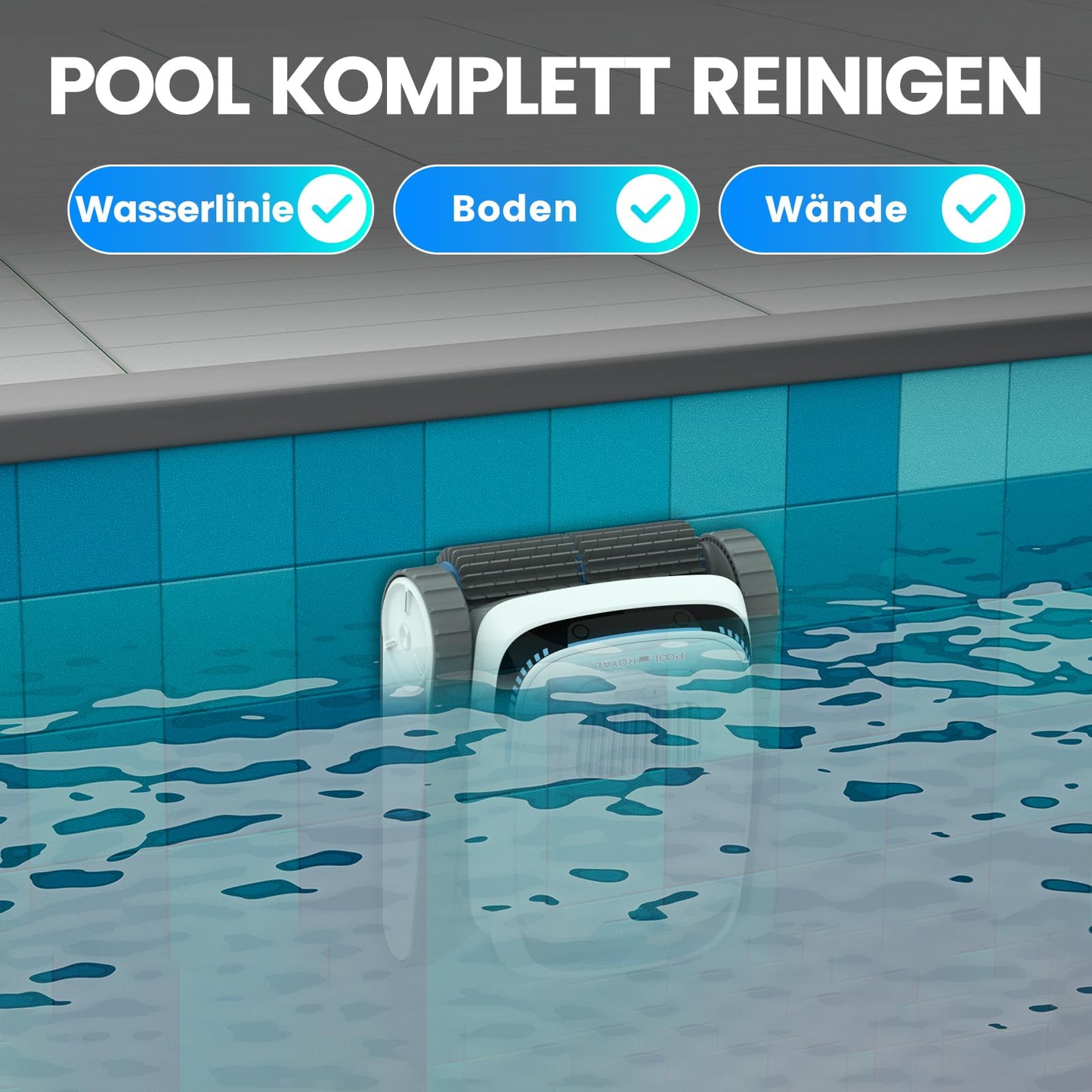 Pool-Royal PC10 Akku Poolroboter, 3 Motoren, 120 Min, Wand & Boden, Model 2025