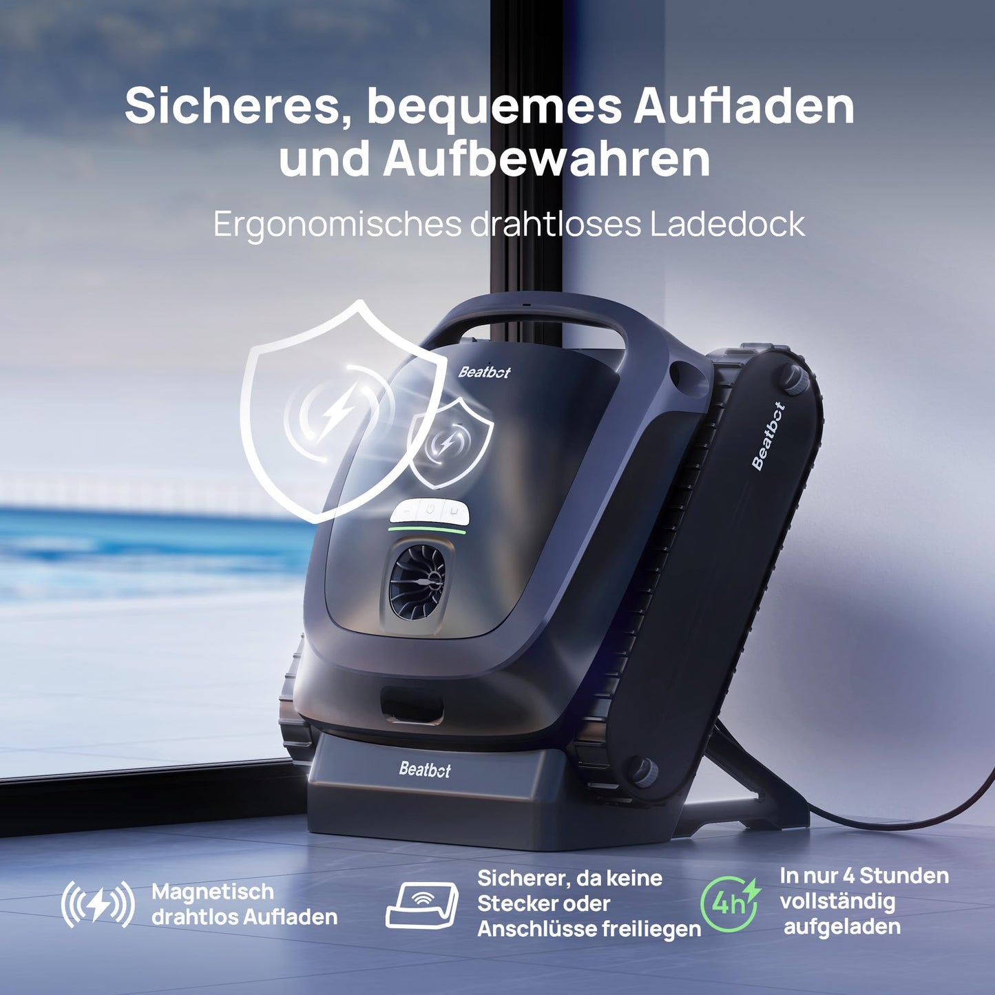 Beatbot AquaSense 2 Poolroboter, Akku, Wand- & Bodenreinigung, Bis 300 m² Pools