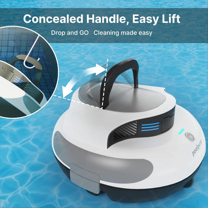 POOLPURE Poolsauger Akku 5000 mAh, Doppelmotor, LED, Auto-Parken, IPX8, Für Pools bis 90 m²