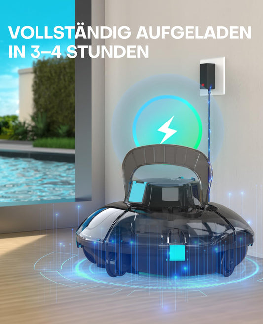 WINNY 200 Poolroboter Kabellos, Akku 75 Min, Für Aufstellpools bis 60 m², Kompakt