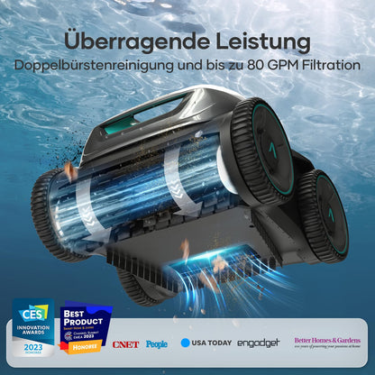 AIPER ZT6002 Poolroboter, Quad-Motor, 3 Modi, Wandkletternd, Für Pools bis 150 m²