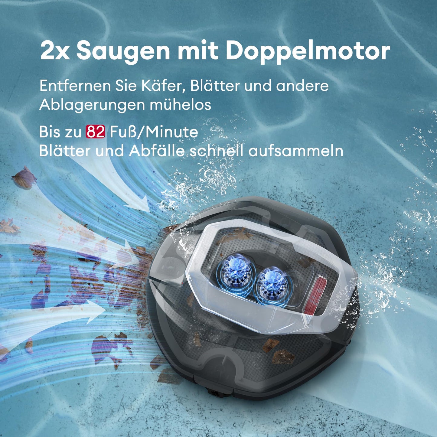 Ultenic Poolroboter Kabellos, 5200 mAh Akku, 90 Min, Auto-Parken, Für 80 m² Pools