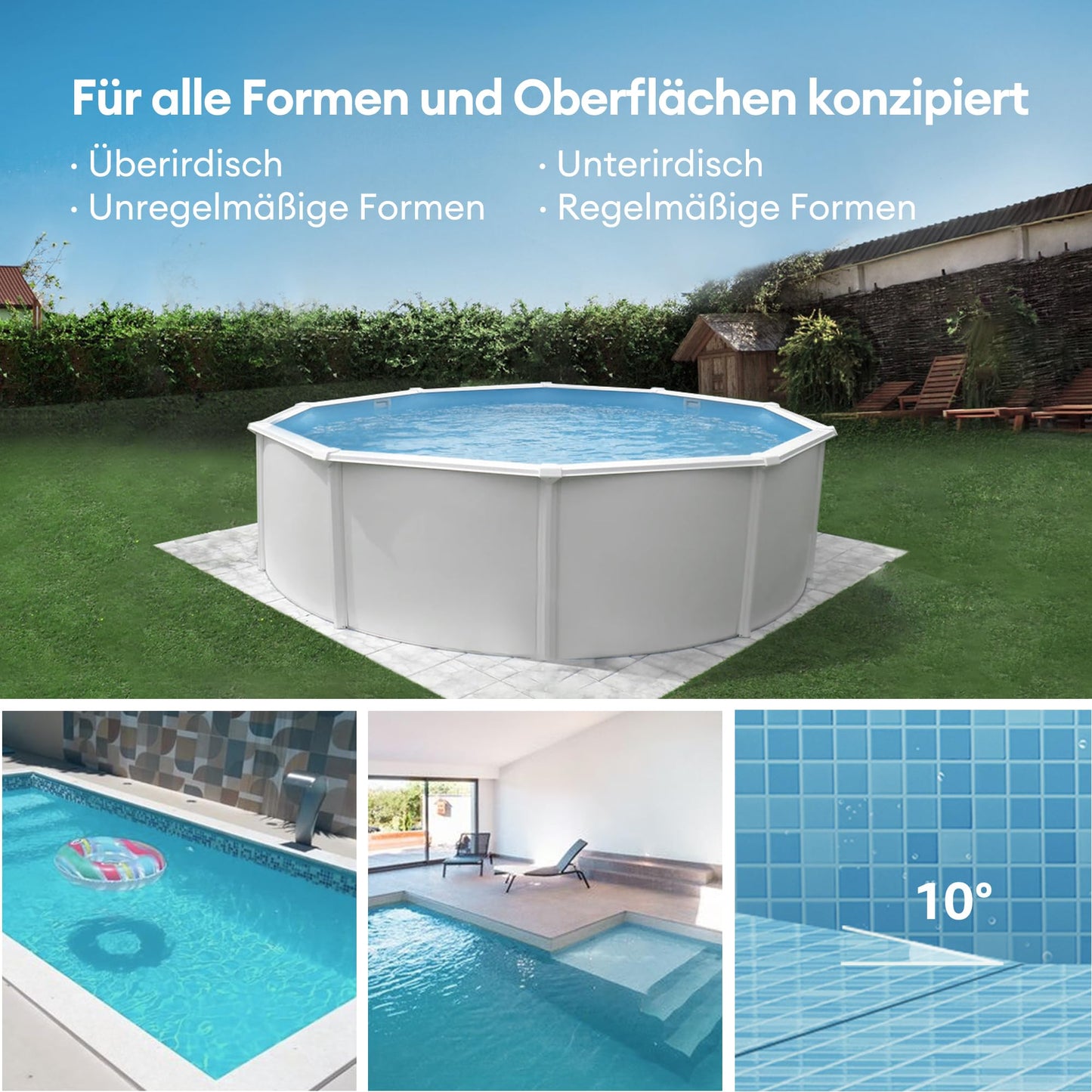 Ultenic Poolroboter Kabellos, 5200 mAh Akku, 90 Min, Auto-Parken, Für 80 m² Pools